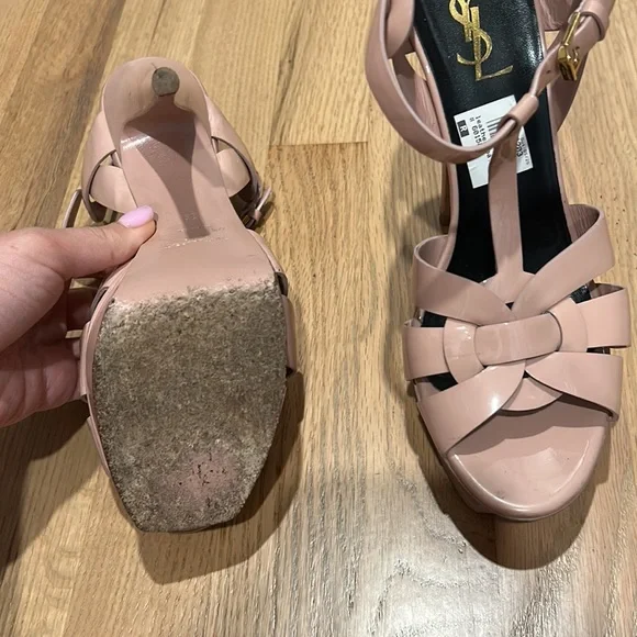 Saint Laurent blush pink YSL sandals 39 tribute patent